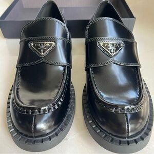 Prada Women's Black Glossy Loafers